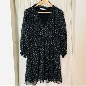 ZARA NWOT black floral dress - large